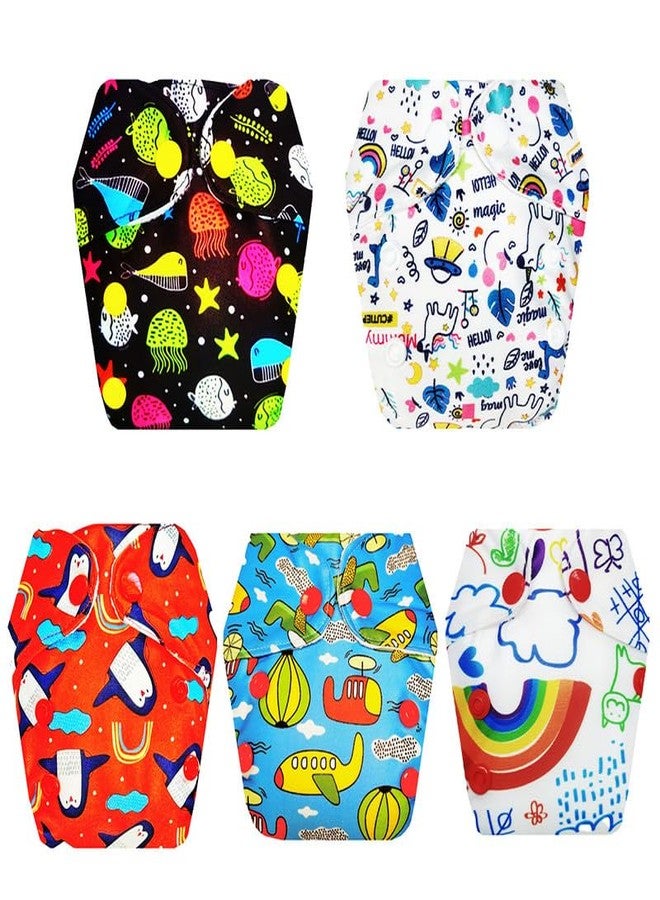 Dumbledo Premium Newborn Cloth Diaper with Integrated Insert (Pack of 5) | Dry Feel and Comfortable | 6-Layer Absorbent Pad | Travel Friendly | Ideal for Toddlers | 0 - 4 Months | Unisex Baby - Image 1