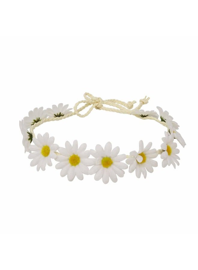 HONBAY 2PCS Fashion Flower Headband Sunflower Hair Wreath Festival Hair Band Bridal Headpiece (yellow+white) - Image 2