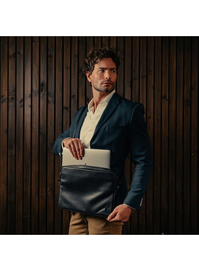 TORRO Laptop Bag – Genuine Leather Messenger Bag Compatible with 13 inch / 14 inch Laptop or MacBook, Black, For 13 Inch devices - Image 2