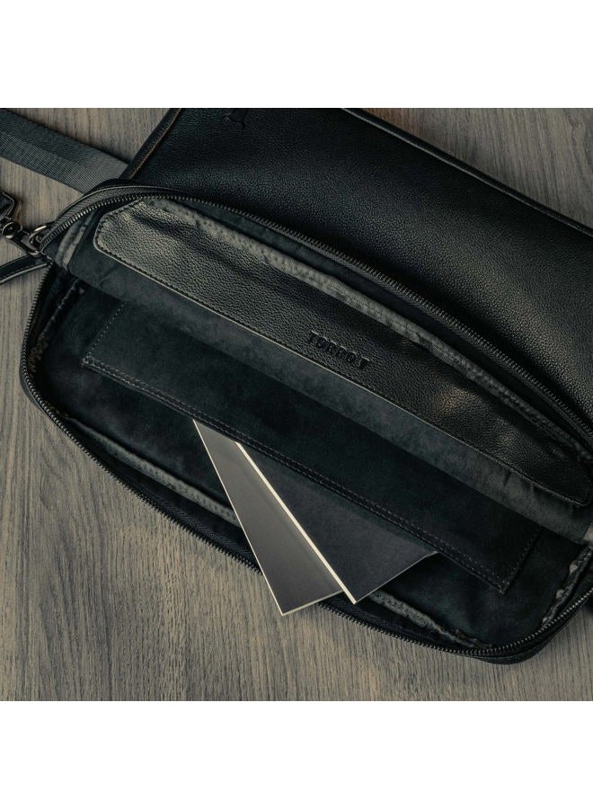 TORRO Laptop Bag – Genuine Leather Messenger Bag Compatible with 13 inch / 14 inch Laptop or MacBook, Black, For 13 Inch devices - Image 5