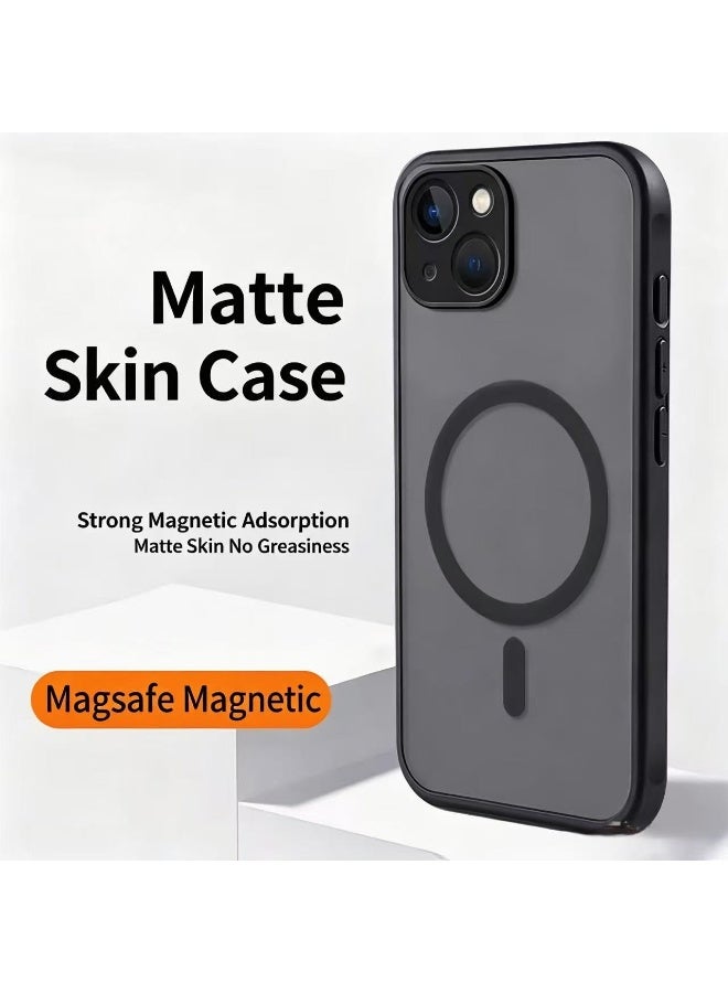 Black Magnetic MagSafe Phone Case for iPhone 15plus, Shockproof Protective Cover with Camera Protection, Slim Matte Anti-Fingerprint Case - Image 3