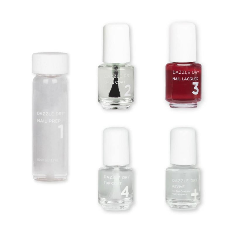 Dazzle Dry Dazzle Dry Mini Kit 4 Step System  CEO A deep wine red full coverage cream 5 Piece Kit  5 Manicures