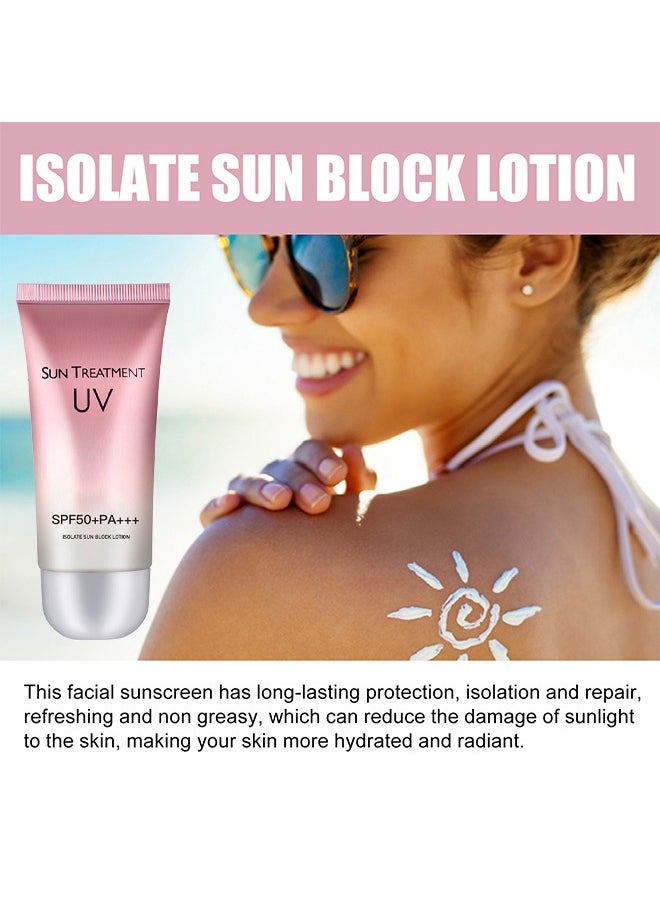 Jaysuing - Sun Treatment UV, SPF 50+PA+++ Isolate Sun Block Lotion, Hydrating Mineral Sunscreen With Zinc Oxide And Titanium Dioxide, Sheer Tint For Healthy Glow - Image 1