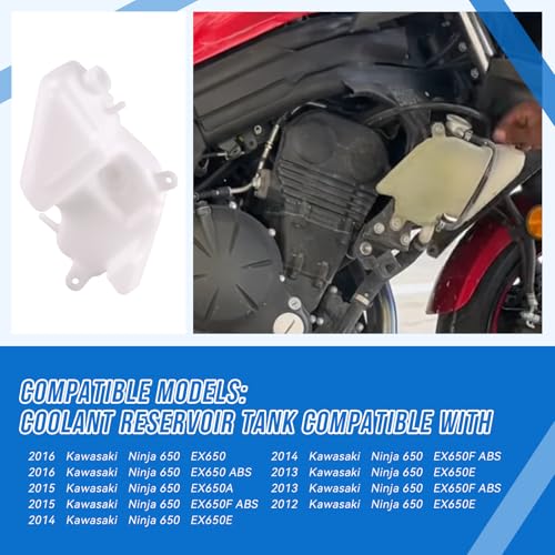 SeDeplacer 43078-0553 Coolant Reservoir Tank Compatible with 2012 2013 2014 2015 2016 Kawasaki Ninja 650R(1PCS-plastic) - Image 3