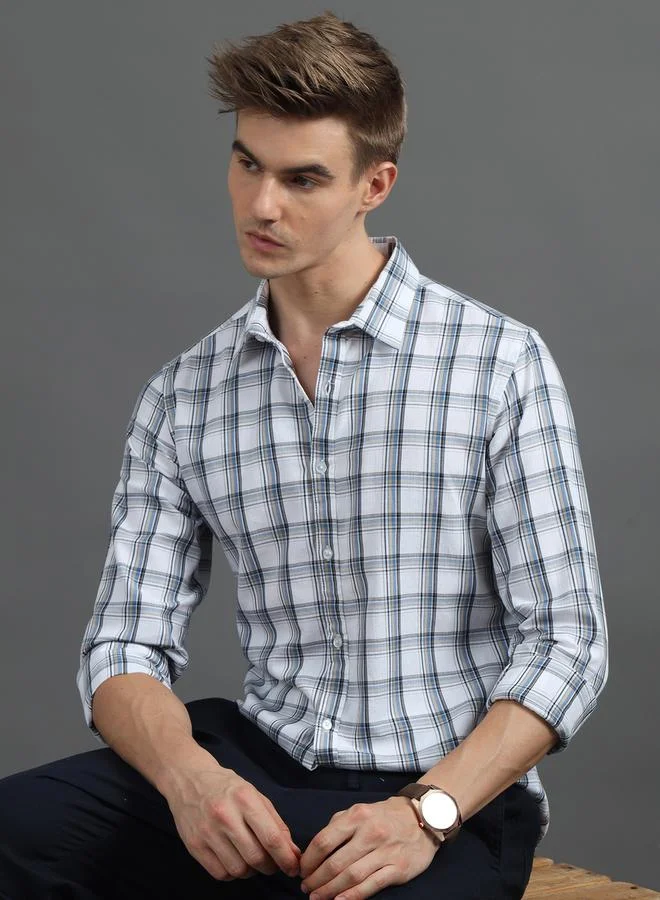 Bushirt Checked Spread Collar Regular Fit Shirt by Styli