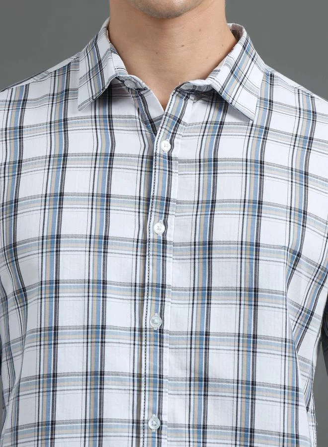 Bushirt Checked Spread Collar Regular Fit Shirt by Styli