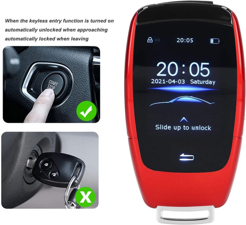 cheekyglo Smart Remote Car Key, All in One Keyless Entry Auto Unlock Lock with 2in LCD Screen, Car Key Replacement Accessory, Universal Automobile Remote Control for TK900 (Red) Red - Image 3