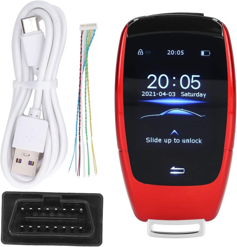 cheekyglo Smart Remote Car Key, All in One Keyless Entry Auto Unlock Lock with 2in LCD Screen, Car Key Replacement Accessory, Universal Automobile Remote Control for TK900 (Red) Red - Image 1
