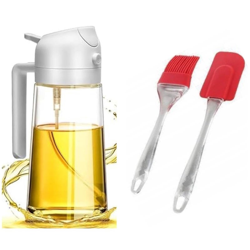 MELUDI Silicon Spatula Oil Brush and Glass auto Oil Dispenser with Capacity Marking Vinegar Olive Oil seasonings for Hotels Home and Restoras - Image 1