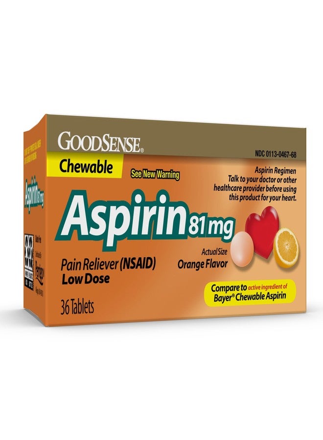 GoodSense Low Dose Aspirin - 81 mg Pain Reliever (NSAID) Chewable Tablets - Orange Flavor - Image 1