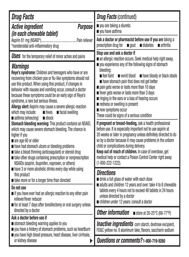 GoodSense Low Dose Aspirin - 81 mg Pain Reliever (NSAID) Chewable Tablets - Orange Flavor - Image 4