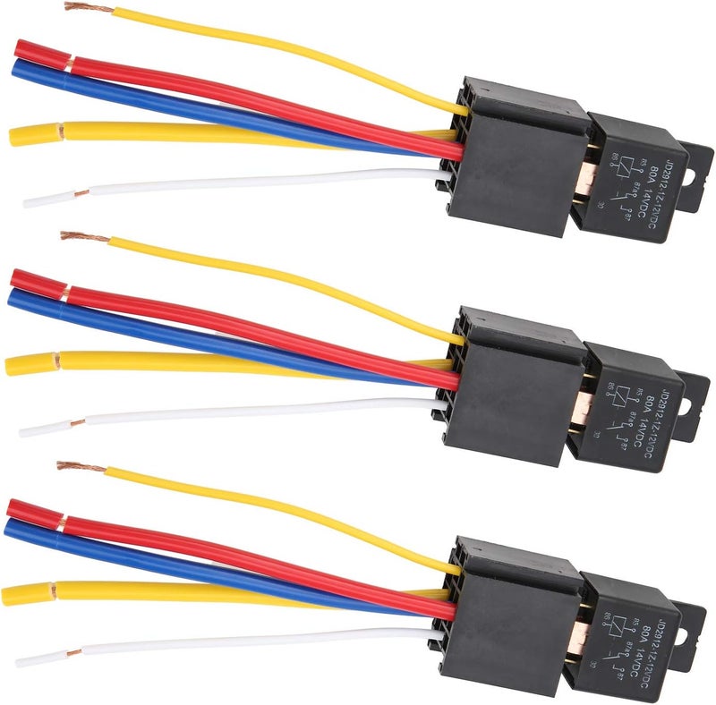 مرحل LED JD2912 بجهد 12VDC وقدرة 80A، مرحل إشارة دوران السيارة بـ 5 أطراف، تصميم مقاوم للصدمات مع 3 أسلاك مربعة الشكل، سهل التركيب للسيارات والدراجات النارية ذات الجهد 12V. - Image 4