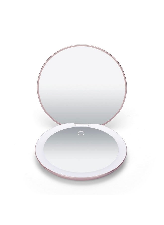 Fancii - Fancii LED Lighted Travel Makeup Mirror, Rechargeable with 10x/1x Magnifying & 3 Light Settings - Compact, Portable, Large 5” Wide Hand Mirror for Handbag and Purses (Rose Gold) - Image 1