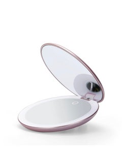 Fancii Fancii LED Lighted Travel Makeup Mirror, Rechargeable with 10x/1x Magnifying & 3 Light Settings - Compact, Portable, Large 5” Wide Hand Mirror for Handbag and Purses (Rose Gold)  - Image 3