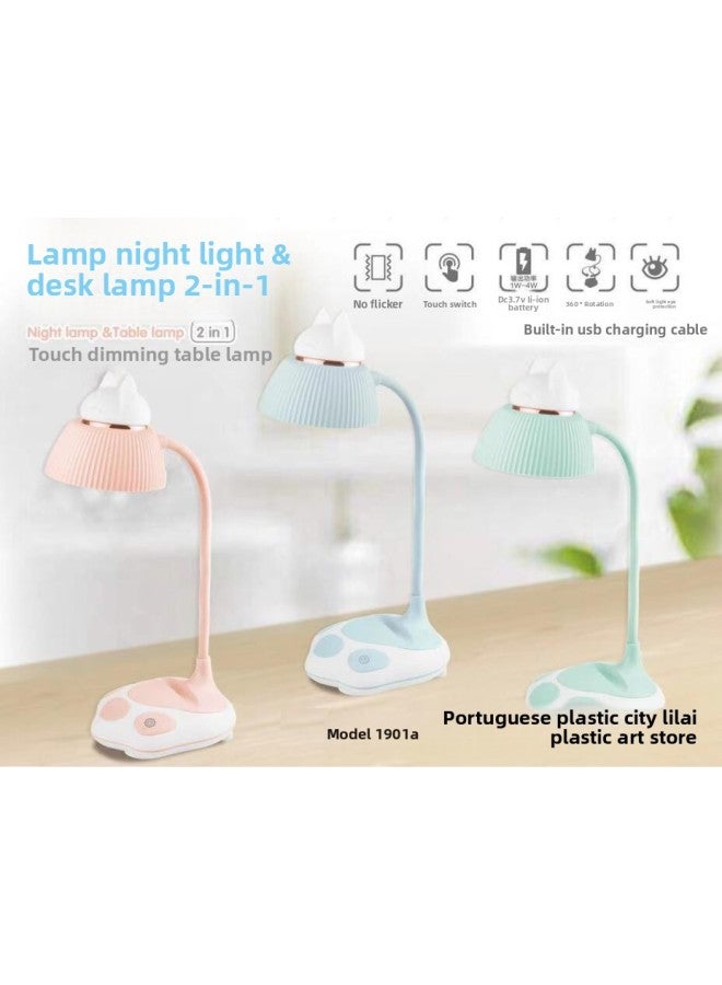 Cute Pet Double Touch Table Lamp Night Light Two-in-one Cute Rabbit Cat Bear Three Models With USB Charging Cable Cartoon Shape-Specifications:Cute Cat Double Touch Night Light Table Lamp (box 60 PCs)  - Image 2