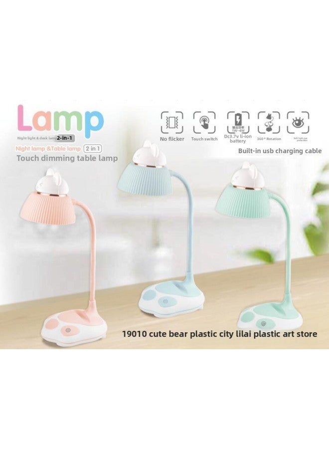 Cute Pet Double Touch Table Lamp Night Light Two-in-one Cute Rabbit Cat Bear Three Models With USB Charging Cable Cartoon Shape-Specifications:Cute Cat Double Touch Night Light Table Lamp (box 60 PCs)  - Image 4