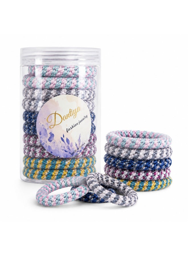 Dantiya 12 PCS  Hair Ties for Women & Girls, No Damage Hair Elastics, Stretchy Ponytail Holders, Woven Hair Bands, Thick Seamless Hair Accessories with Storage Container - Image 1