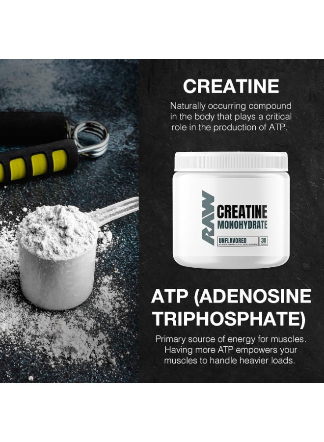 رو مسحوق مكمل غذائي RAW Essentials Pure Creatine Monohydrate لتعزيز قوة العضلات والقدرة على التحمل والتعافي (5.3 أونصة) - Image 3