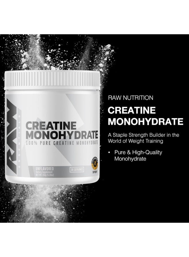 رو مسحوق مكمل غذائي RAW Essentials Pure Creatine Monohydrate لتعزيز قوة العضلات والقدرة على التحمل والتعافي (5.3 أونصة) - Image 4