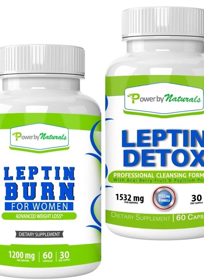 Power By Naturals - Leptin Detox & Leptin Burn Supplements | Natural Weight Loss, Appetite Suppressant, Metabolism Booster & Digestive Support | Thermogenic Fat Burner | 60 Counr - Image 1