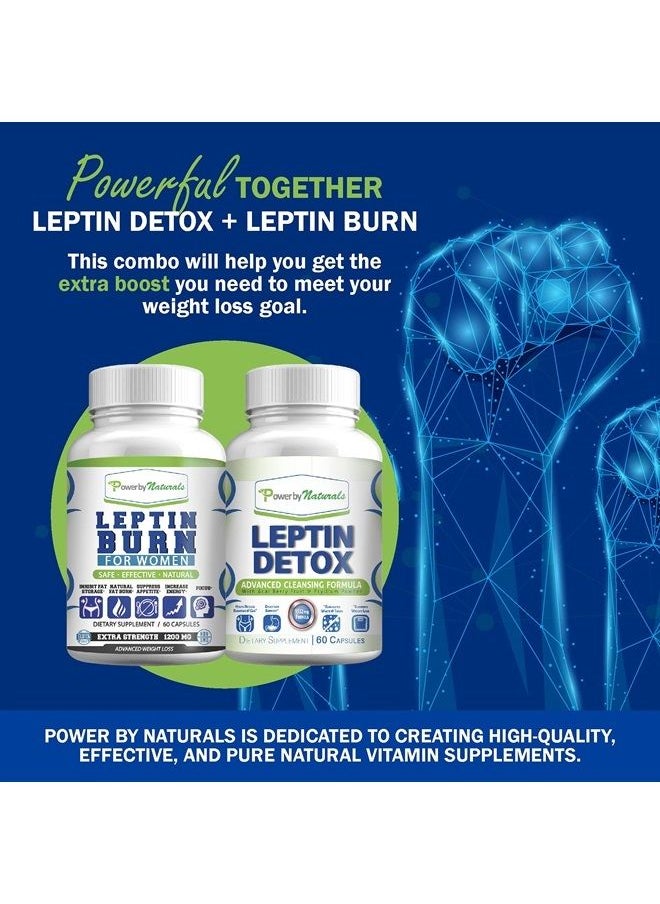 Power By Naturals - Leptin Detox & Leptin Burn Supplements | Natural Weight Loss, Appetite Suppressant, Metabolism Booster & Digestive Support | Thermogenic Fat Burner | 60 Counr - Image 1