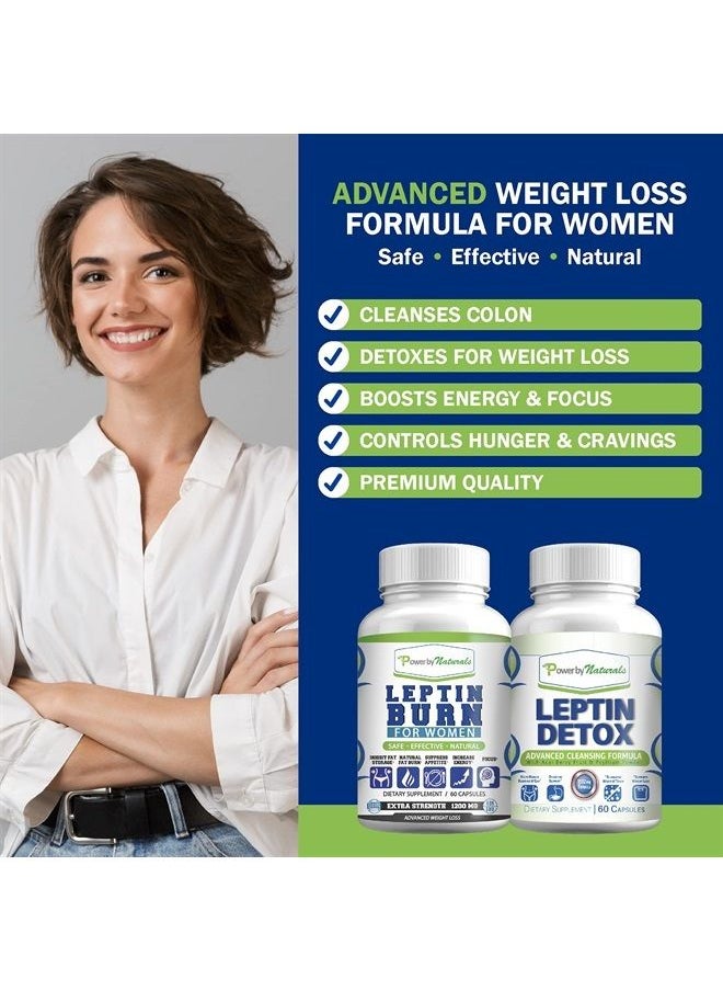 Power By Naturals - Leptin Detox & Leptin Burn Supplements | Natural Weight Loss, Appetite Suppressant, Metabolism Booster & Digestive Support | Thermogenic Fat Burner | 60 Counr - Image 1