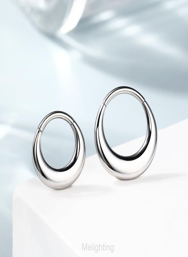 Melighting 16G Septum Ring Hoop Stainless Steel 316L Septum Jewelry Clicker Cartilage Earring Hinged Segment Daith Piercing Jewelry for Women… (16G 8mm, Steel) - Image 3