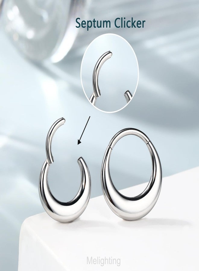 Melighting 16G Septum Ring Hoop Stainless Steel 316L Septum Jewelry Clicker Cartilage Earring Hinged Segment Daith Piercing Jewelry for Women… (16G 8mm, Steel) - Image 4