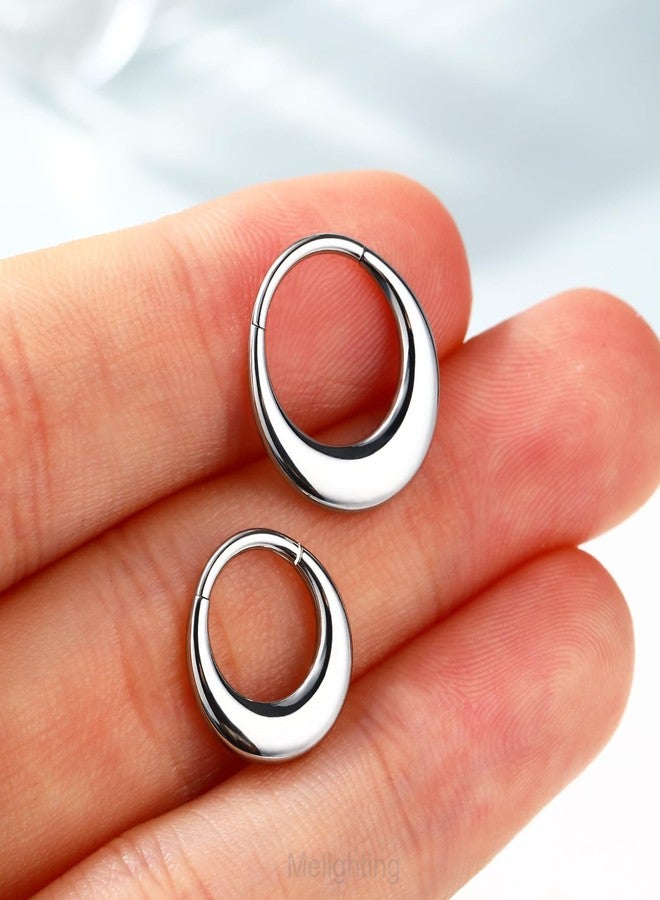 Melighting 16G Septum Ring Hoop Stainless Steel 316L Septum Jewelry Clicker Cartilage Earring Hinged Segment Daith Piercing Jewelry for Women… (16G 8mm, Steel) - Image 2