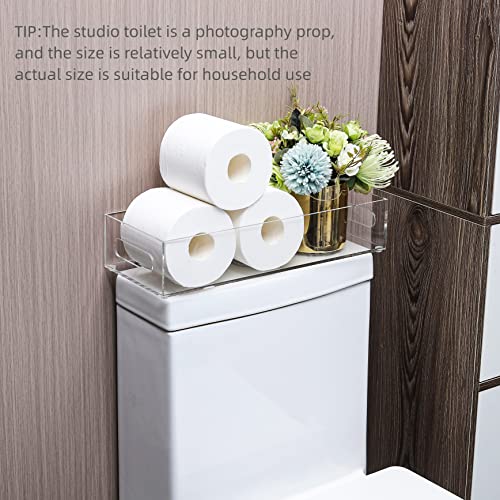 IEEK Toilet Paper Basket,Acrylic Toilet Paper Holder with Storage Modern Bathroom Tray with Handle and Non-Slip Mats for Toilet Tank Top Decorative,Clear Vanity Tray for Home Decor… - Image 2