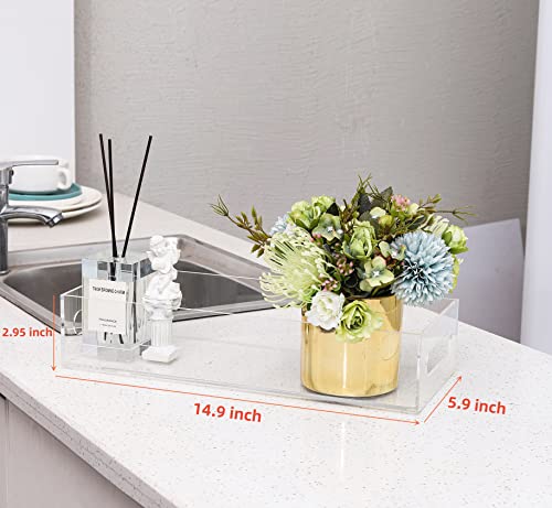 IEEK Toilet Paper Basket,Acrylic Toilet Paper Holder with Storage Modern Bathroom Tray with Handle and Non-Slip Mats for Toilet Tank Top Decorative,Clear Vanity Tray for Home Decor… - Image 5