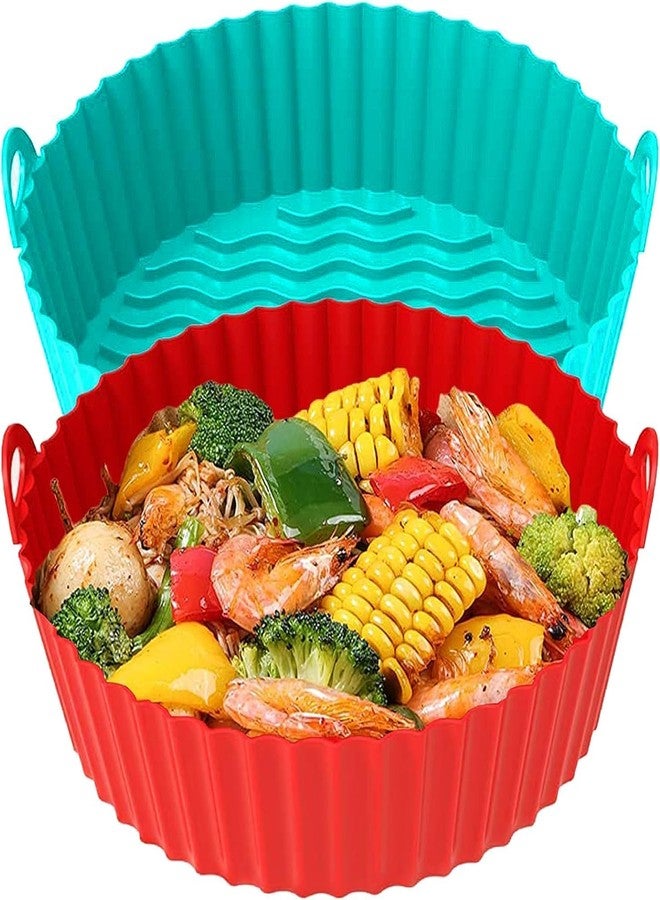 SOCHEP Air Fryer Silicone Basket Tray Liners Reusable Non-Stick Air Fryer Silicone Pot Liner Compatible Air Fryer Basket Accessories - Image 3