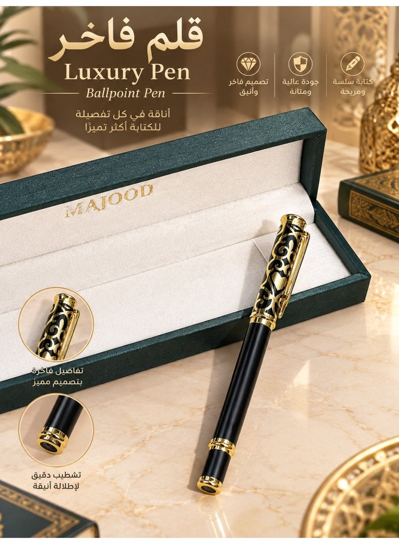 MAJOOD Premium Gift Set: 33 Beads Natural Agate Prayer Beads And a Replaceable Ink cartridge Black and Golden pen (Two-Piece Set) – Includes a Beautiful Gift Box, Ideal for Ramadan, Eid al-Fitr, and Daily Prayers. - Image 3