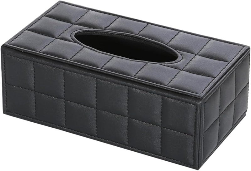 Black PU Leather Tissue Box for Living Room and Office Decoration - Image 1