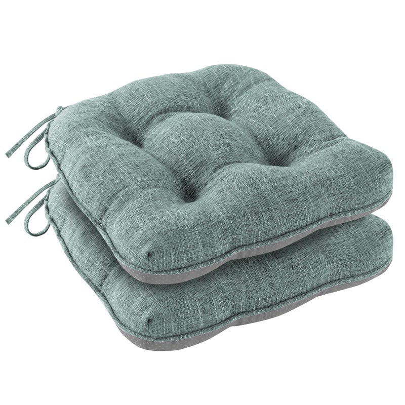 IPYNBAP Chair Cushions for Dining Chairs Set of 4, Kitchen Chair Cushions, Chair Pads with Ties and Non Slip Backing, Tufted Memory Foam Seat Cushion 2 Pack, 15.5" x 15.5" x 4", Sage Green - Image 1