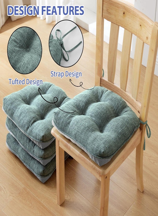 IPYNBAP Chair Cushions for Dining Chairs Set of 4, Kitchen Chair Cushions, Chair Pads with Ties and Non Slip Backing, Tufted Memory Foam Seat Cushion 2 Pack, 15.5" x 15.5" x 4", Sage Green - Image 4