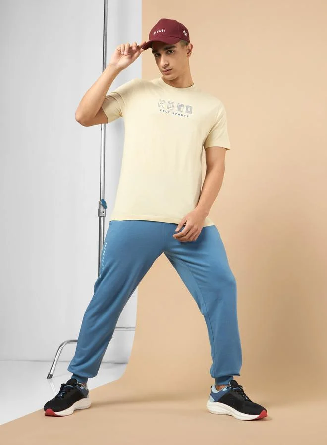 Cult Men Beige Graphic Print Short Sleeve T-Shirt