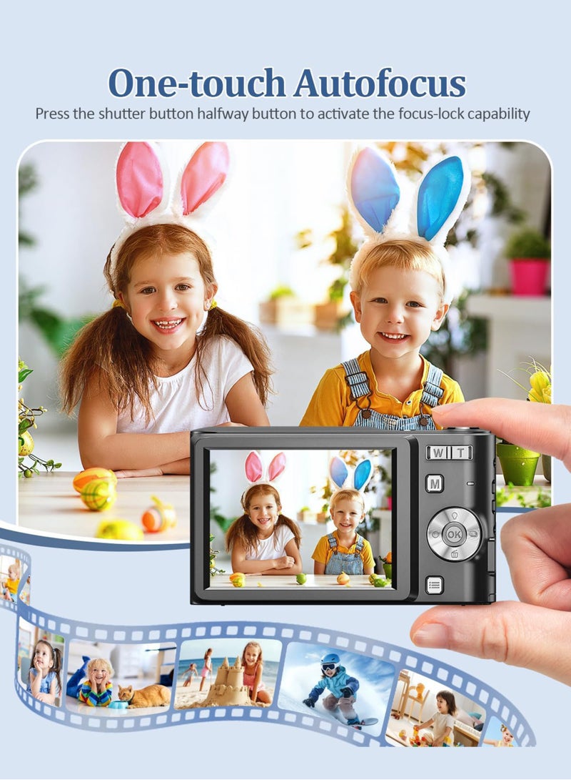 جورفنت كاميرا رقمية، كاميرا رقمية بدقة 50 ميجابكسل للتصوير الفوتوغرافي، كاميرا تسجيل فيديو مع بطاقة SD سعة 64 جيجابايت، كاميرات رقمية 16X لليوتيوب مع شاشة قلابة 2.4 بوصة 180 درجة، عدسة واسعة الزاوية وماكرو، كاميرا سفر صغيرة مضادة للاهتزاز كهدية للمبتدئين - Image 2