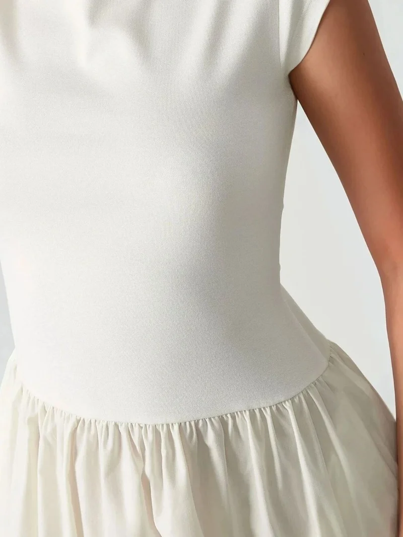 Hiccup Ivory Natural Contrast Midi Dress for Women | Best Price UAE