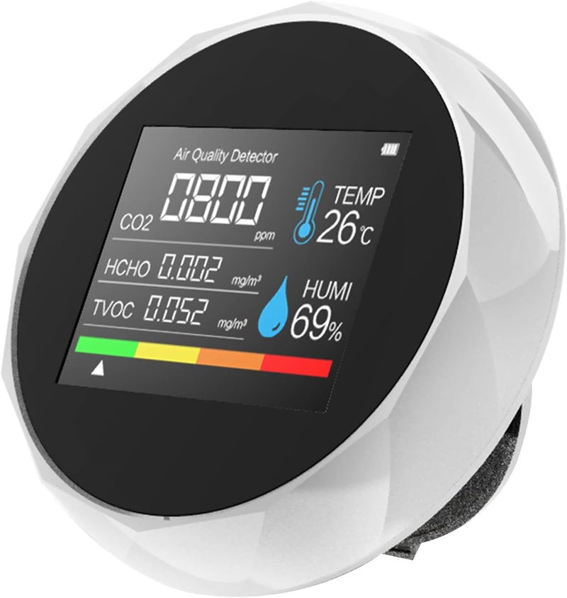 Wide use selected material Dioche 5 in 1 Carbon Dioxide Detector - Accurate Indoor Air Quality Monitor with Temperature/Humidity & Testing - Realtime CO2, TVOC Measurement, USB Rechargeable - for Experience optimized build - Image 3