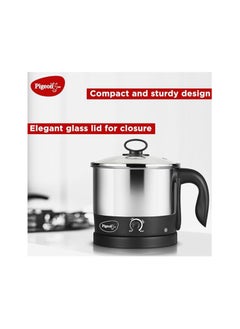 pigeon Pigeon Kessel Multipurpose Kettle (12173) 1.2 litres with Stainless Steel Body, used for boiling Water and milk, Tea, Coffee, Oats, Noodles, Soup etc. 600 Watt (Black & Silver)  - Image 1