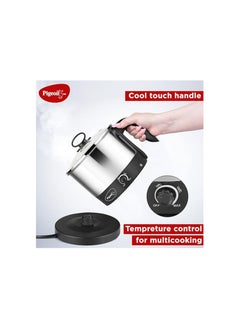 pigeon Pigeon Kessel Multipurpose Kettle (12173) 1.2 litres with Stainless Steel Body, used for boiling Water and milk, Tea, Coffee, Oats, Noodles, Soup etc. 600 Watt (Black & Silver)  - Image 2
