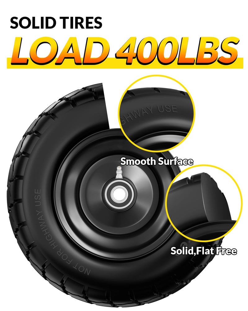 RONPOW 11x6.00-5 Flat Free Lawn Mower Tire and Wheel, Solid Front Tires for Zero Turn Mower, 400 Lbs Load, Universal 3/4", 5/8" 1/2" Bearings, 5.31"-7.71" Hub for Residential Commercial, 2 Pack Black - Image 5