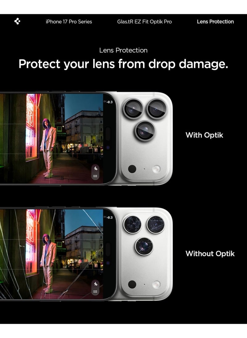 Spigen GLAStR EZ-Fit Optik PRO Camera Lens Protector [2 PACK] for iPhone 17 Pro Max and iPhone 17 Pro - Gray - Image 5