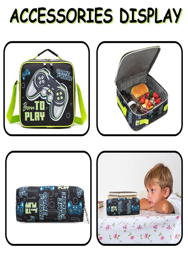 Oruiji Rolling Backpack for Kids 8-12 Rolling Backpack for School Roller Backpacks for Kids, Black Green Game - Image 5