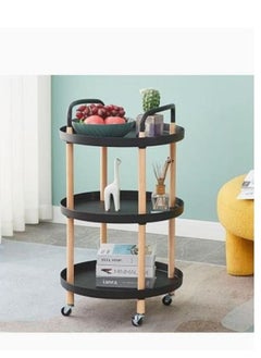 Generic Rolling Cart Utility Cart Side Table with Wheels Movable Storage Shelves Organizer Cart Multi-Functional Storage Trolley Cart for Bathroom, Kitchen, Office, Living Room  - Image 2