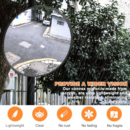CNQLIS 8 Inch Convex Mirror Outdoor with Adjustable Wall Fixing Bracket,Blindspot Traffic Mirror for Driveway Garage Park Outdoor Wide Angle View Curved Security Blind Spot Mirrors - Image 3