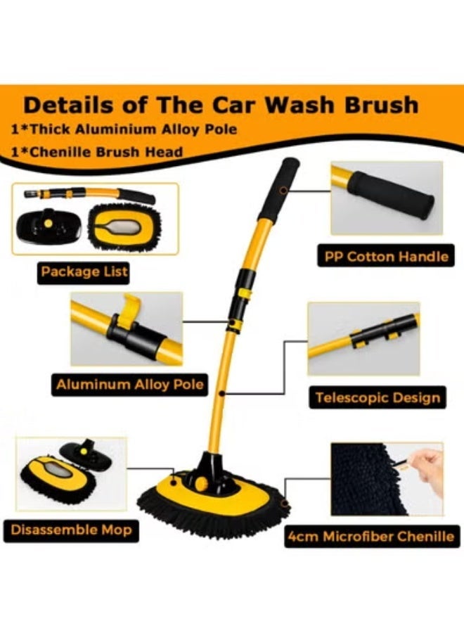 COYO 15°Curved Car Wash Brush with Long Handle 102 CM Extension Pole RV Truck Microfiber Cleaning Mop Auto SUV Wheel Boat Exterior Interior Detailing 2 in 1 Carwash Duster Not Hurt Paint Scratch Free - Image 5