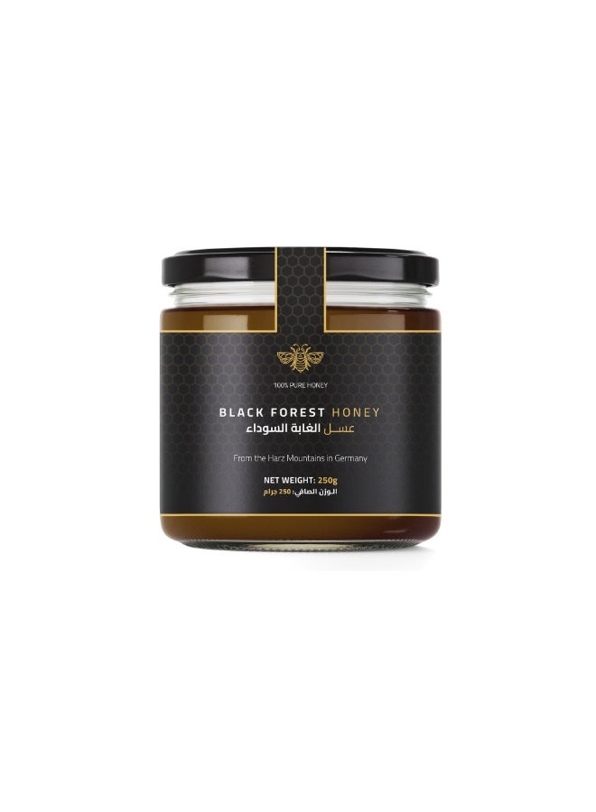 DW Power Black Forest Honey 250g – A naturally dark, rich German raw honey sourced from forest blossoms, offering bold woody sweetness, earthy notes, and exceptional depth of flavor. - Image 1