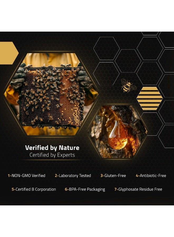 DW Power Black Forest Honey 250g – A naturally dark, rich German raw honey sourced from forest blossoms, offering bold woody sweetness, earthy notes, and exceptional depth of flavor. - Image 4